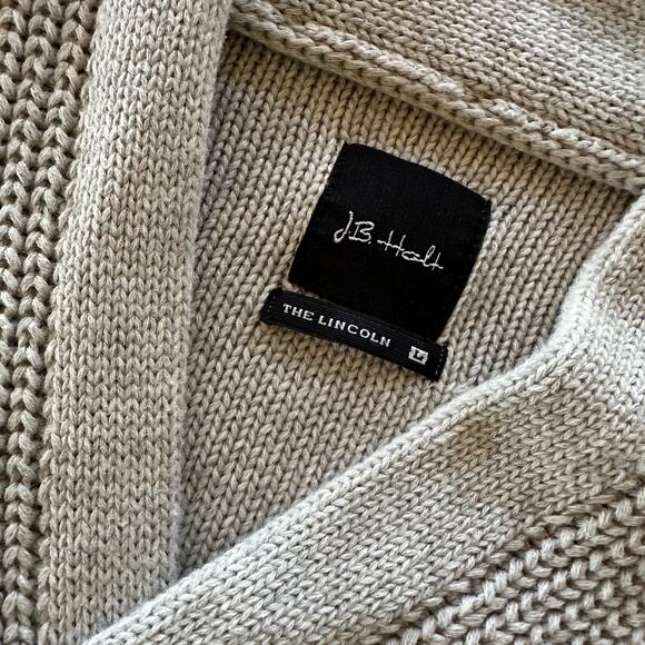 JB HOLT Mens Fulton Lincoln Cotton Chunky Sweater Shawl Size Large Gray Dadcore - Picture 5 of 12